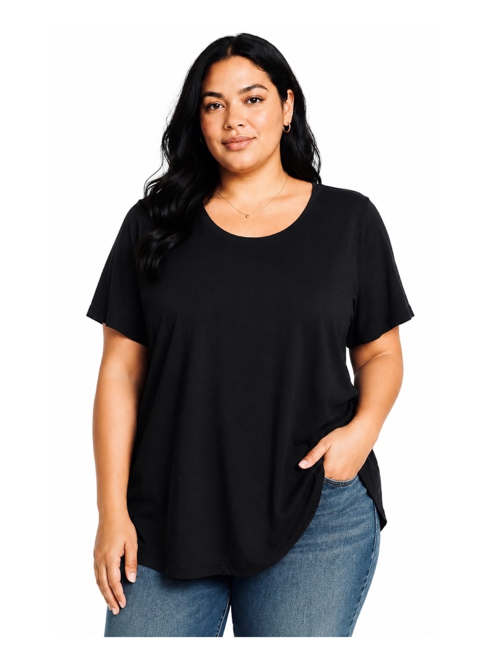 AVA & VIV Black  Scoop Neck Tee